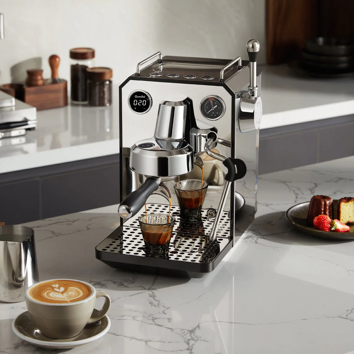 Gemilai G3006 - Espressor pentru acasa, Pompa vibranta, Thermoblock cu PID, Portafiltru 58 mm - Metalic Silver [6]