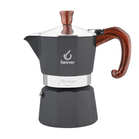 Forever - Forever Moka Pot Moka Prestige Radica 3 cupe - Negru si Lemn