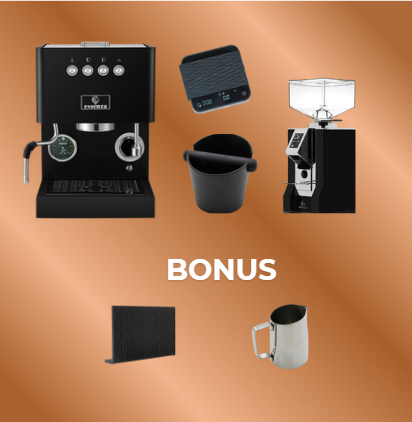 Pachete barista - Pachet Barista Bronze : Essenza Espressor Nina Thermoblock, Super Fast Heating - Eureka Rasnita Mignon Bravo 16CR - Negru - Cantar WPM - Knockbox