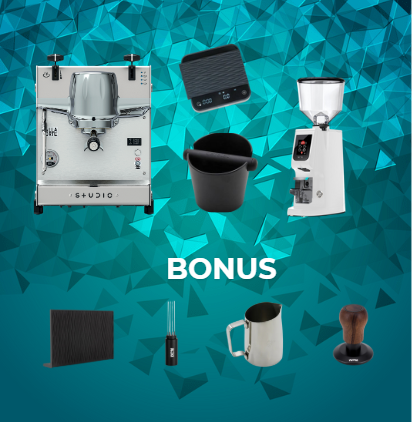 Pachete barista - Pachet Barista Diamond : Dalla Corte Espressor Studio - Alb + Eureka Rasnita Atom W 65 - Alb