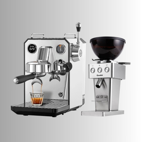 Pachet Home Barista Gemilai: Espressor Gemilai Owl G3006 - Rasnita Gemilai G9015A - Metalic Silver