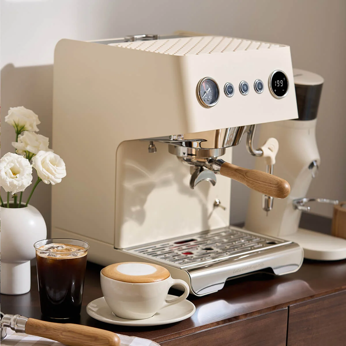 Pachet Home Barista Gemilai: Espressor Gemilai Ele G3028A - Rasnita Gemilai Molight G9010B - Ivory White [3]