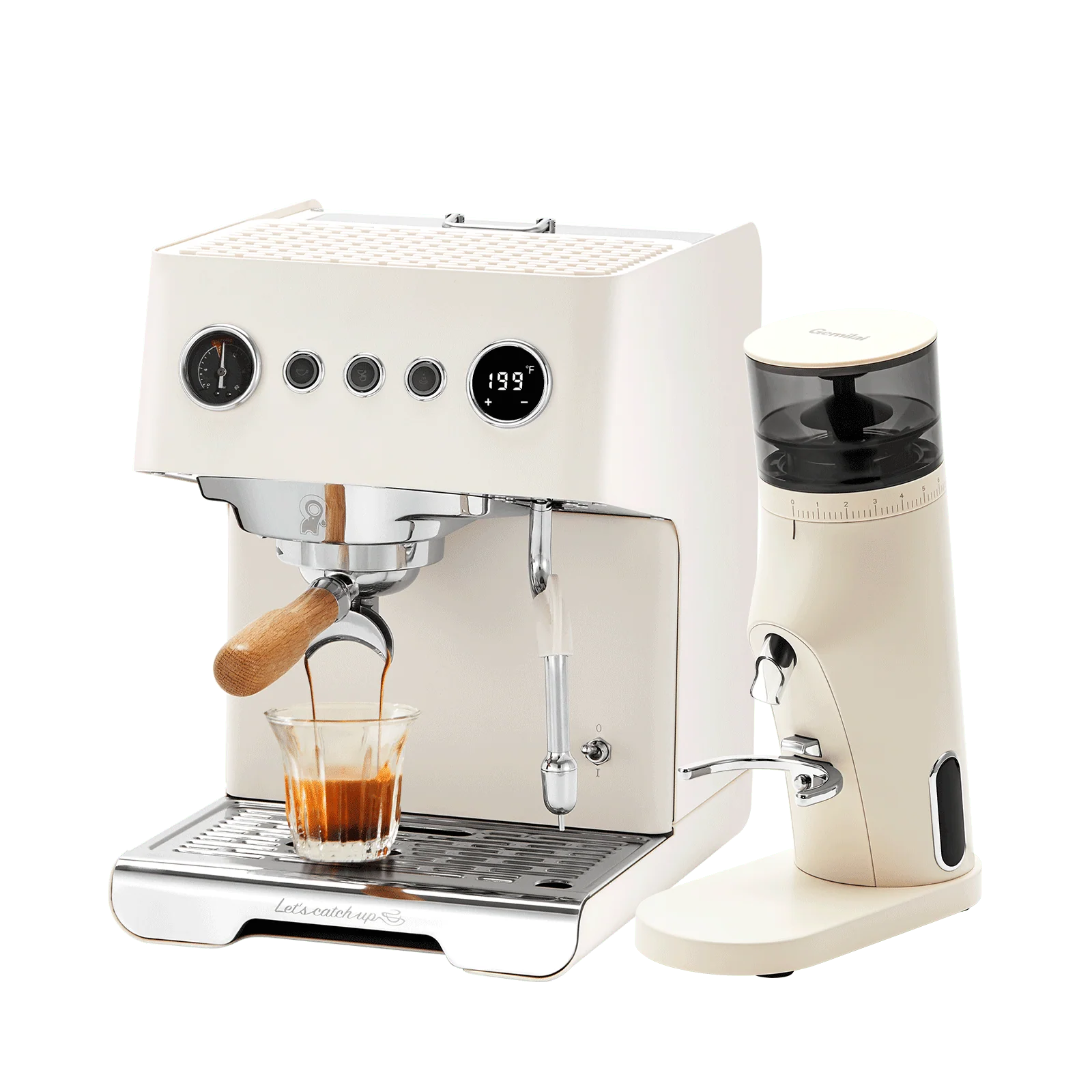 Pachet Home Barista Gemilai: Espressor Gemilai Ele G3028A - Rasnita Gemilai Molight G9010B - Ivory White