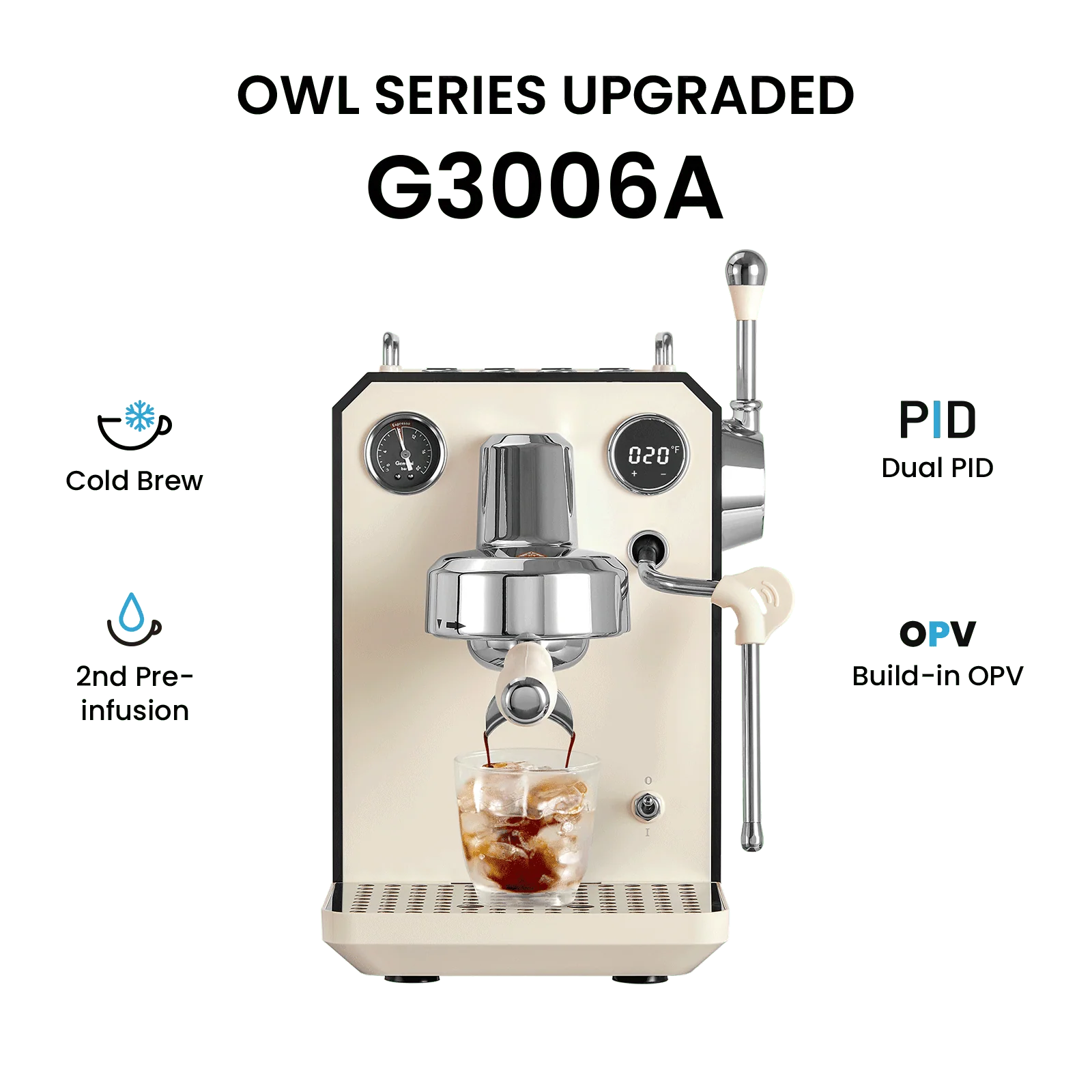 Pachet Home Barista Gemilai: Espressor Gemilai Owl G3006 - Rasnita Gemilai Molight G9010B - Ivory White [4]