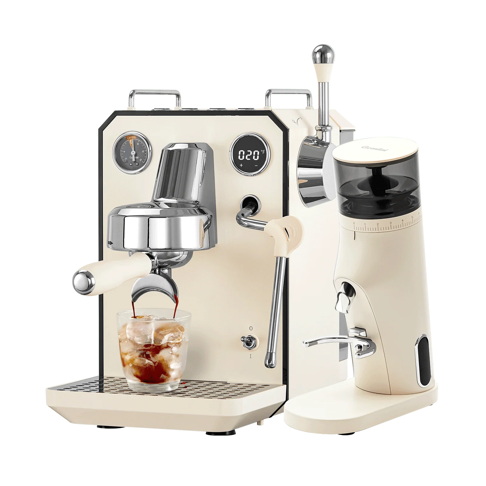 Pachet Home Barista Gemilai: Espressor Gemilai Owl G3006 - Rasnita Gemilai Molight G9010B - Ivory White