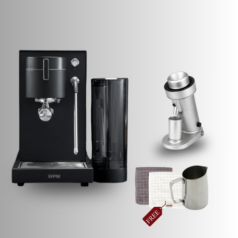 Pachet Home Barista WPM: Espressor WPM Primus Negru - Rasnita WPM Zp-1 Silver