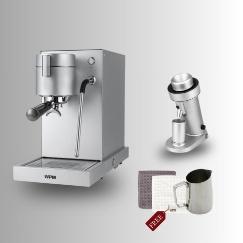WPM - Pachet Home Barista WPM: Espressor WPM Primus Silver - Rasnita WPM Zp-1 Silver