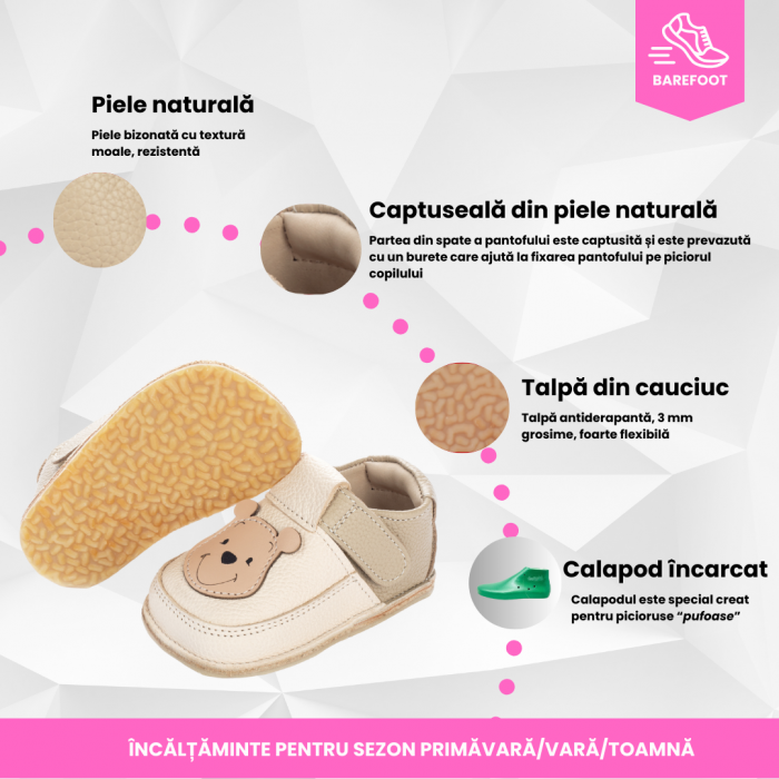 Papucei Barefoot Ursulet Alb [5]