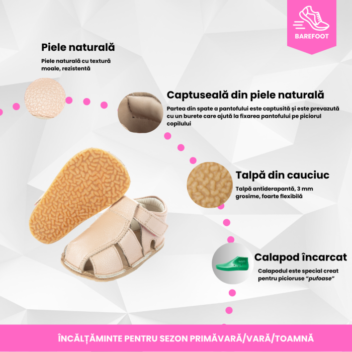 Săndăluțe Barefoot M2 Roz perlat [8]