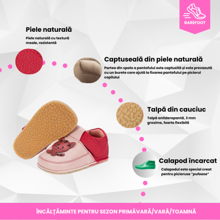 Papucei Barefoot Pisica roz [7]
