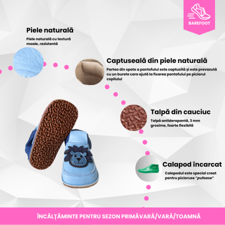 Papucei Barefoot Leu albastru [7]