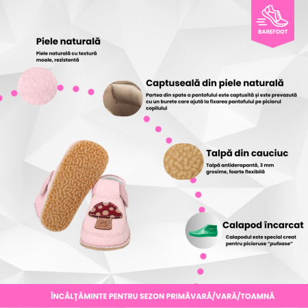 Papucei Barefoot Ciuperca roz [7]