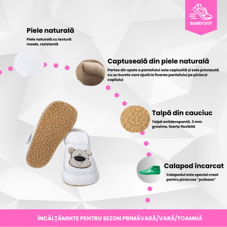 Papucei Barefoot Urtsulet alb simplu [7]
