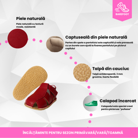 Săndăluțe Barefoot M2 Rosu [7]