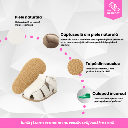 Săndăluțe Barefoot M2 Alb [7]