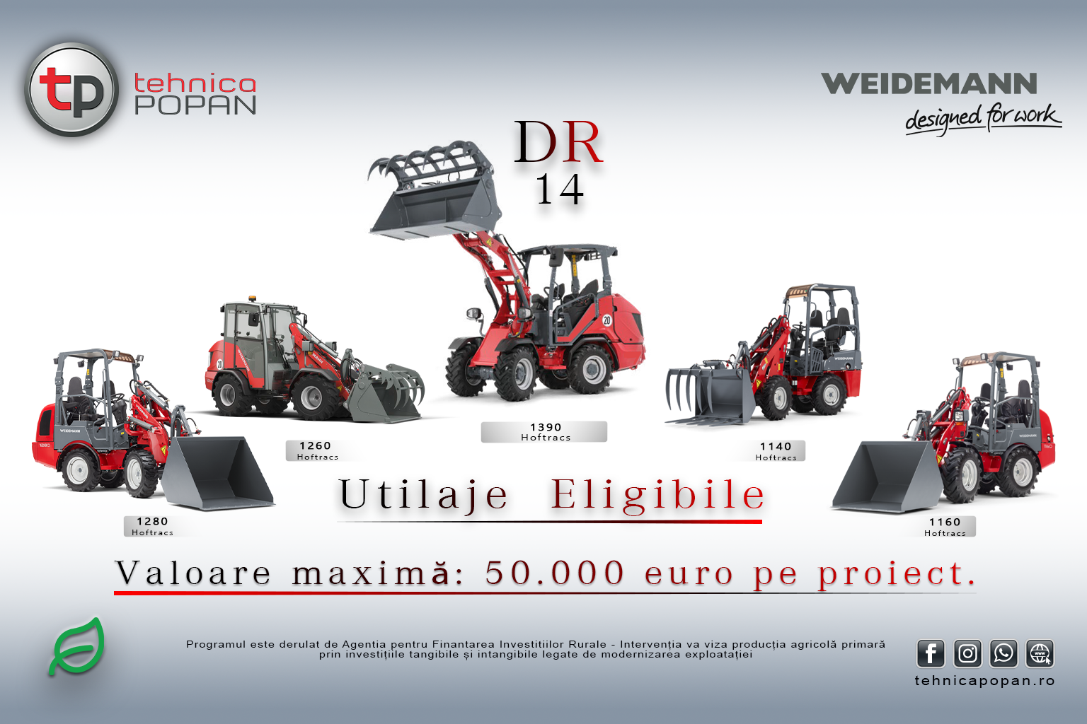 Program Finantare DR-14 – Utilaje Weidemann pentru ferme de mici dimensiuni