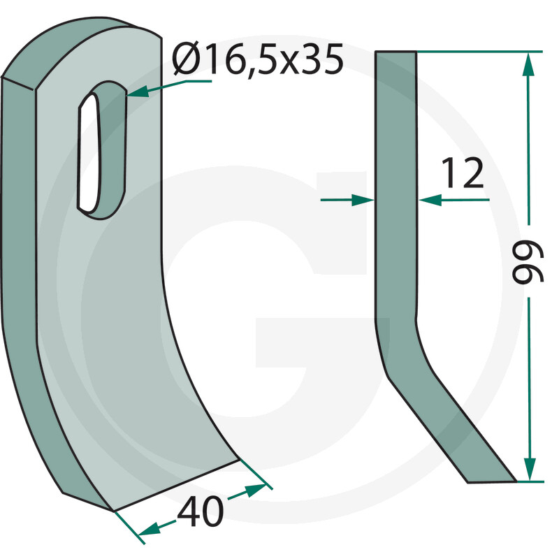 Cutit ciocan tocator Bomford cu gaura 16,5 x 35 mm 09.527.01 [2]