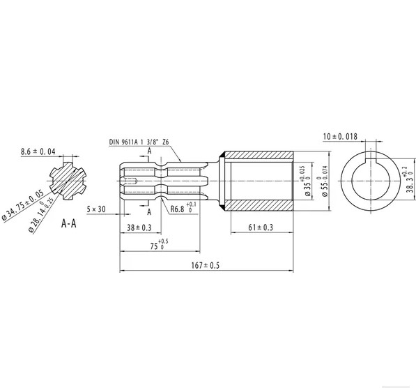 Adaptor priza cardan 1-3/8" - 6Z x 35 mm [5]