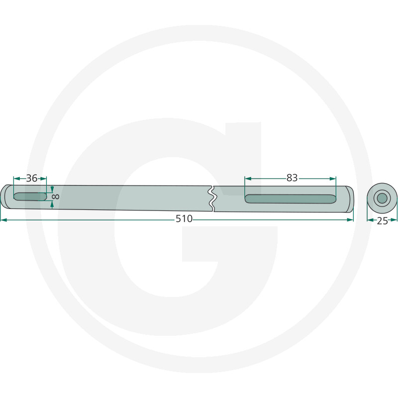 Ax de antrenare coasa Fella KM,25x510mm [2]