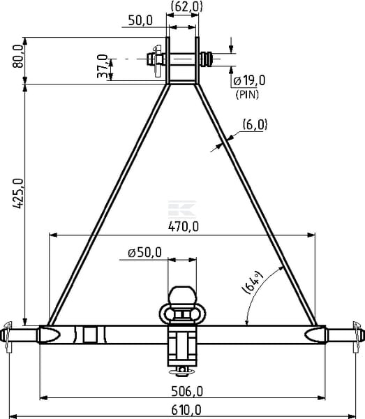 Bara Remorcare 3 Puncte Kramp Cat. 1 640 mm 2500 kg TL15081 | Tehnica Popan [4]