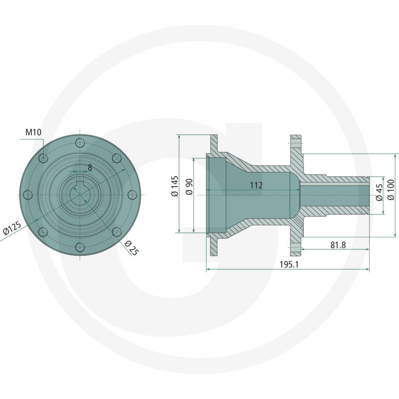 Butuc coasa Deutz Fahr KM24 7006589632 7006567378 [2]
