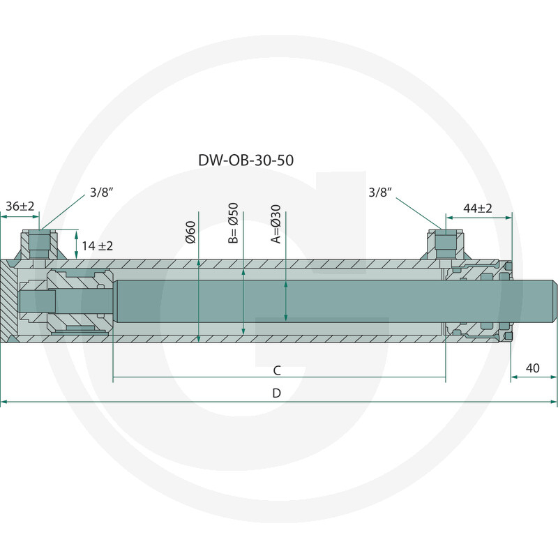 Cilindru hidraulic L-756, L cursa 300 D3050300C [2]