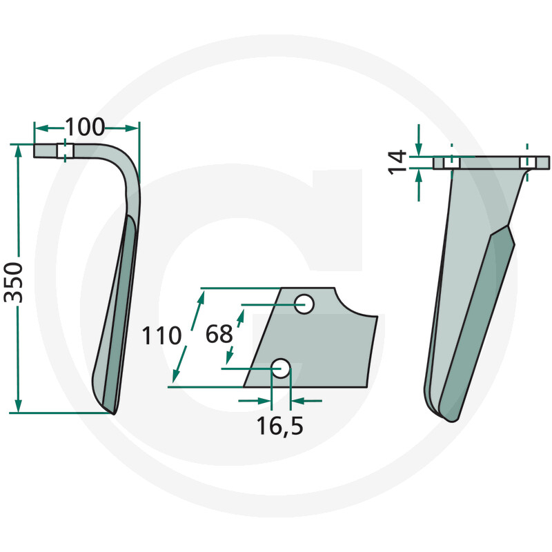 Cutit grapa rotativa *16.5 mm Kuhn - stanga [2]