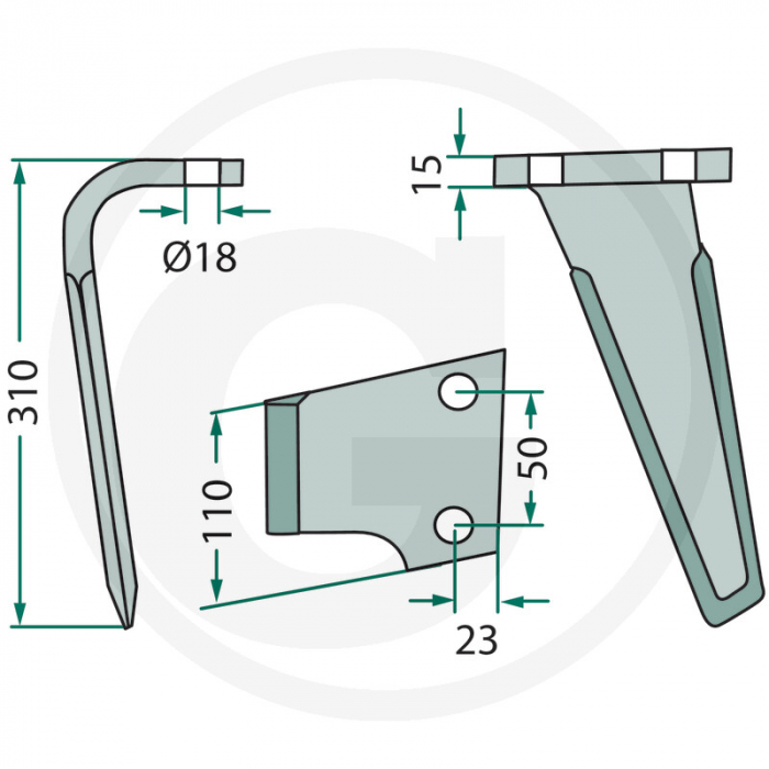 Cutit grapa rotativa Agram (dreapta) 180RH-85-R   [2]