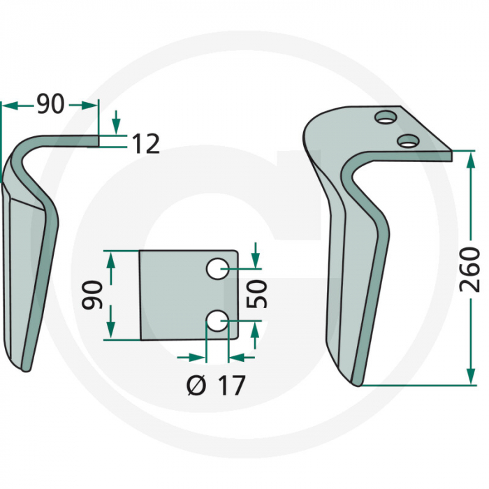 Cutit grapa rotativa Breviglieri (stanga) 180RH-BRE-25L 0277401   [2]