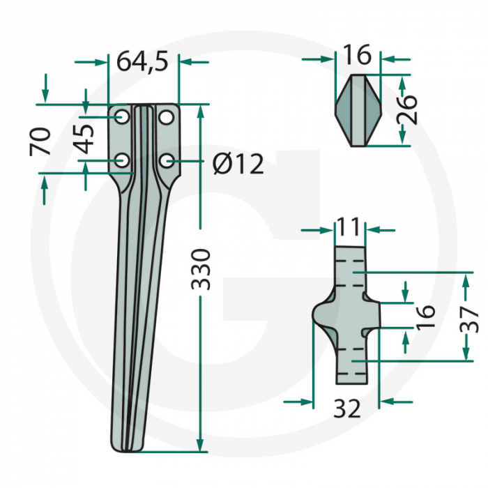 Cutit grapa rotativa Eberhardt 180RH-65-L 300333 [2]