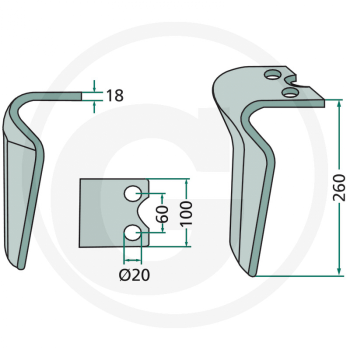 Cutit grapa rotativa Krone (dreapta) 180RH-450-DER 004927570 492757.0 492757   [2]