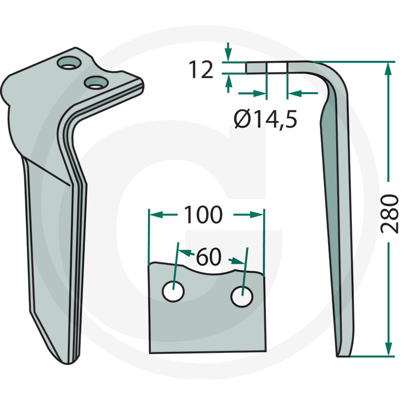 Cutit grapa rotativa - stanga - Howard 73000182935V 000182935 Howard [3]