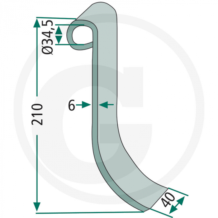 Cutit tocatoare 40x210 mm Ø34 18063-IND-97   [2]