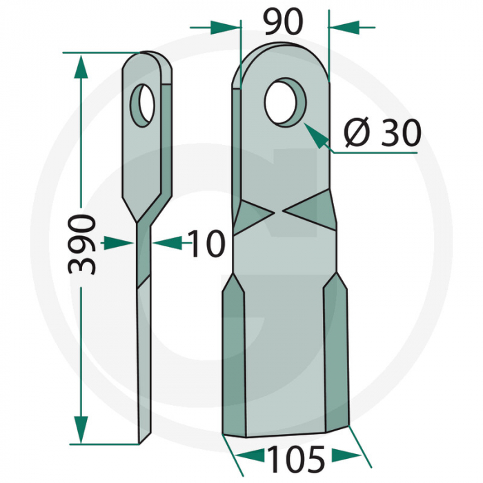 Cutit tocatoare BAMS 90x390 mm Ø30 63-BAM-01-R 18063-BAM-01-R   [2]