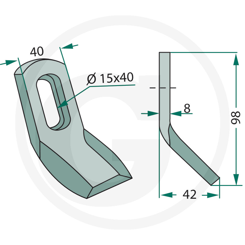 Cutit tocator 40-98 *15x40 mm CTX50008 Quivogne [2]
