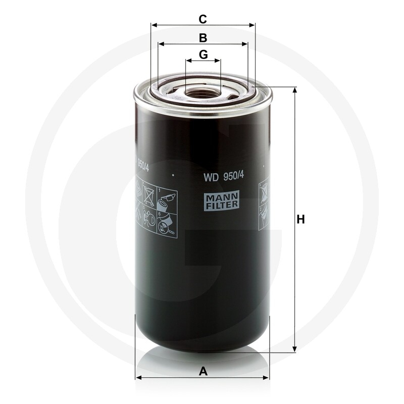 Filtru transmisie Fendt H395100470140, 1-12 UNF, 93 x 172 mm | Tehnica Popan [2]