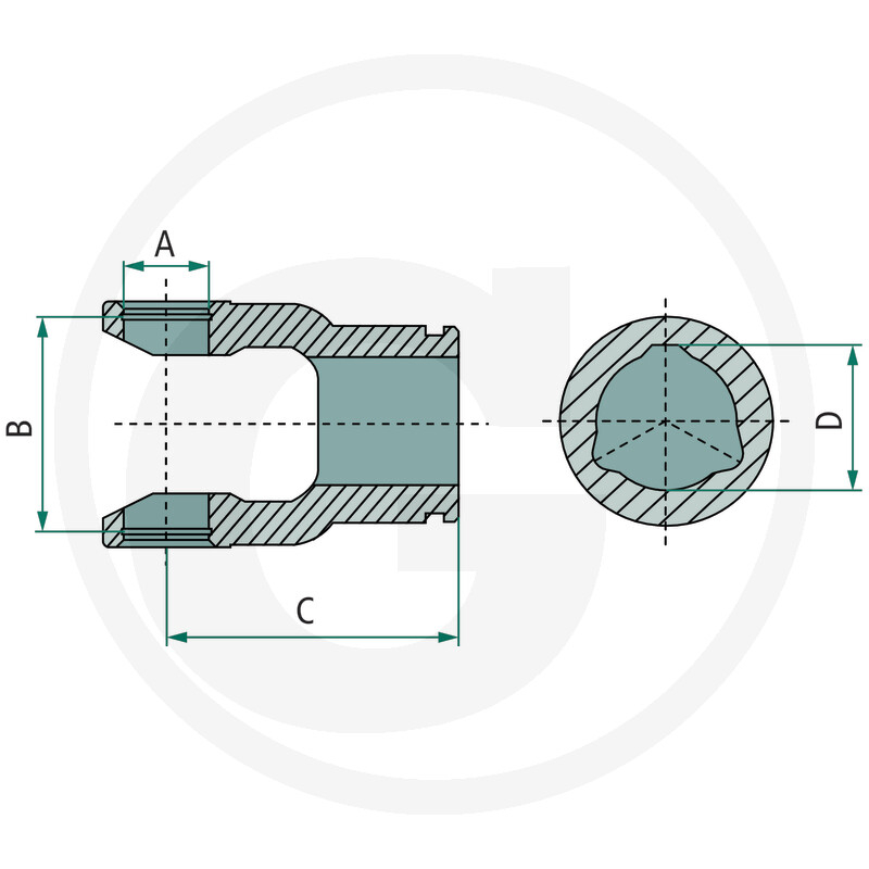 Furca cardan teava P9 (54mm) Cruce 30.2 x 92 B6 [2]