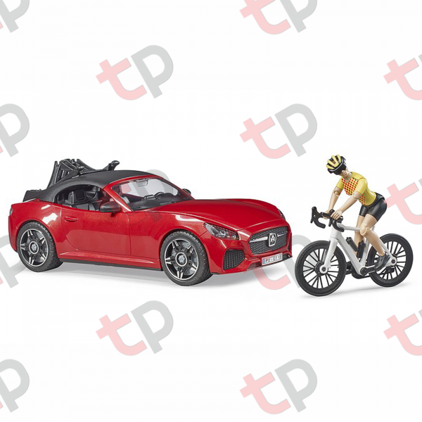 Jucărie - Mașină roșie Roadster cu o bicicletă de curse și biciclistă 2020 [1]