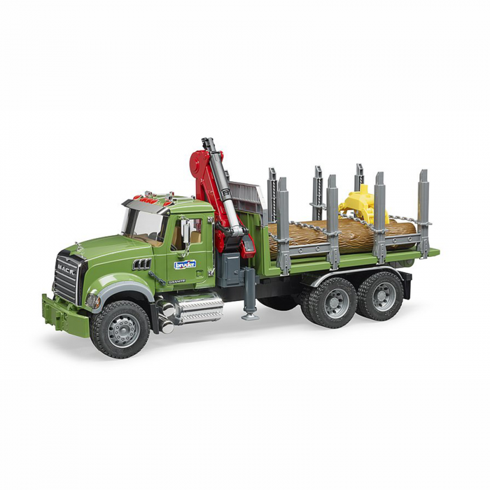 Camion Mack Granite cu remorcă de transport lemne, macara și 3 bușteni [2]