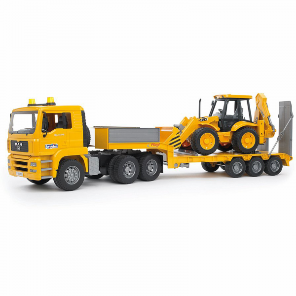 Camion MAN TGA cu platformă joasă și excavator JCB 4CX [1]
