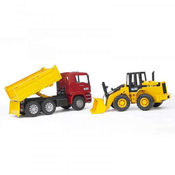Jucarie - Camion MAN TGA FR130 cu bena basculabilasi excavator cu roti Liebherr 02752 Bruder 02752 [2]