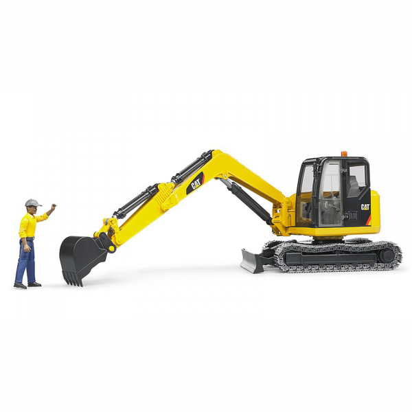 Jucarie - Excavator Caterpillar mini cu senile si muncitor 02466 Bruder 02466 [4]