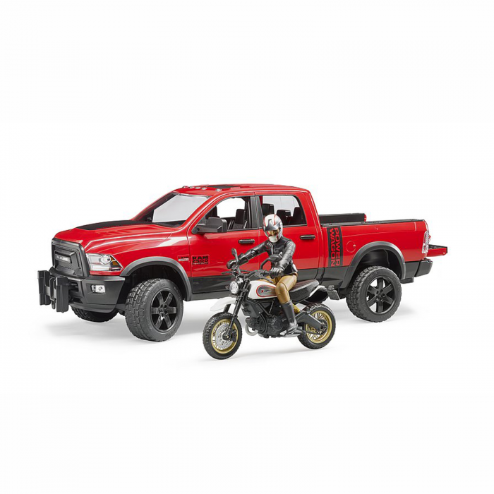 Jucărie - Mașină de teren cu benă RAM 2500 Power Wagon, motocicletă Ducati și figurină [2]