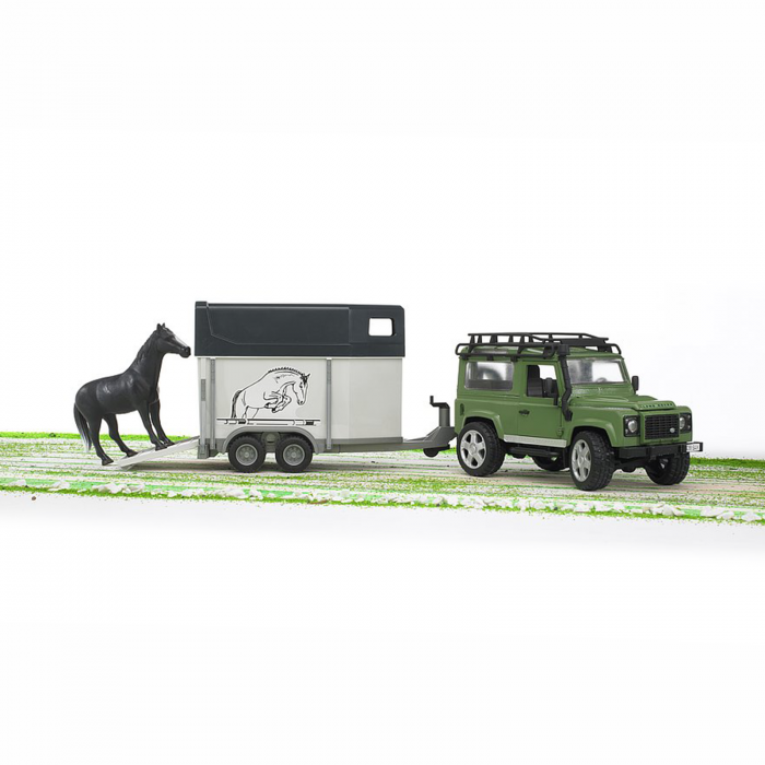 Mașină de teren Land Rover Defender cu remorcă transport cai si 1 cal [2]