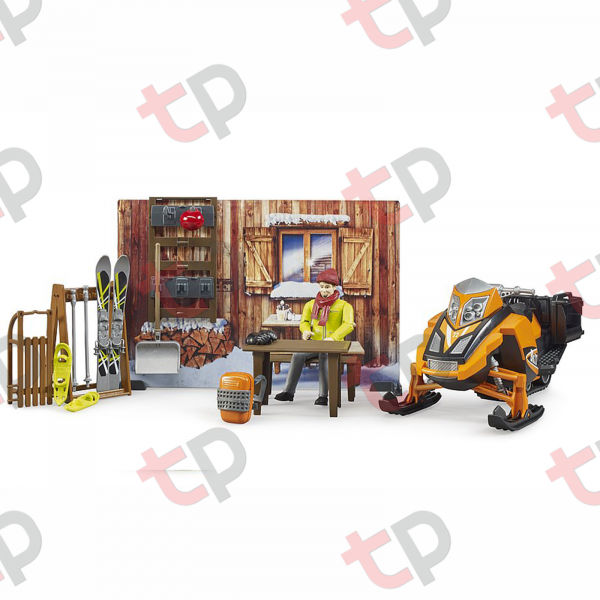 Jucarie - Set cabana cu figurina barbat, snowmobil si accesorii [1]