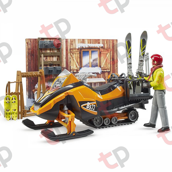 Jucarie - Set cabana cu figurina barbat, snowmobil si accesorii [4]