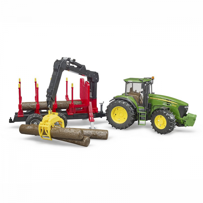 Jucărie - Tractor John Deere 7930 cu remorcă lemne și bușteni [2]