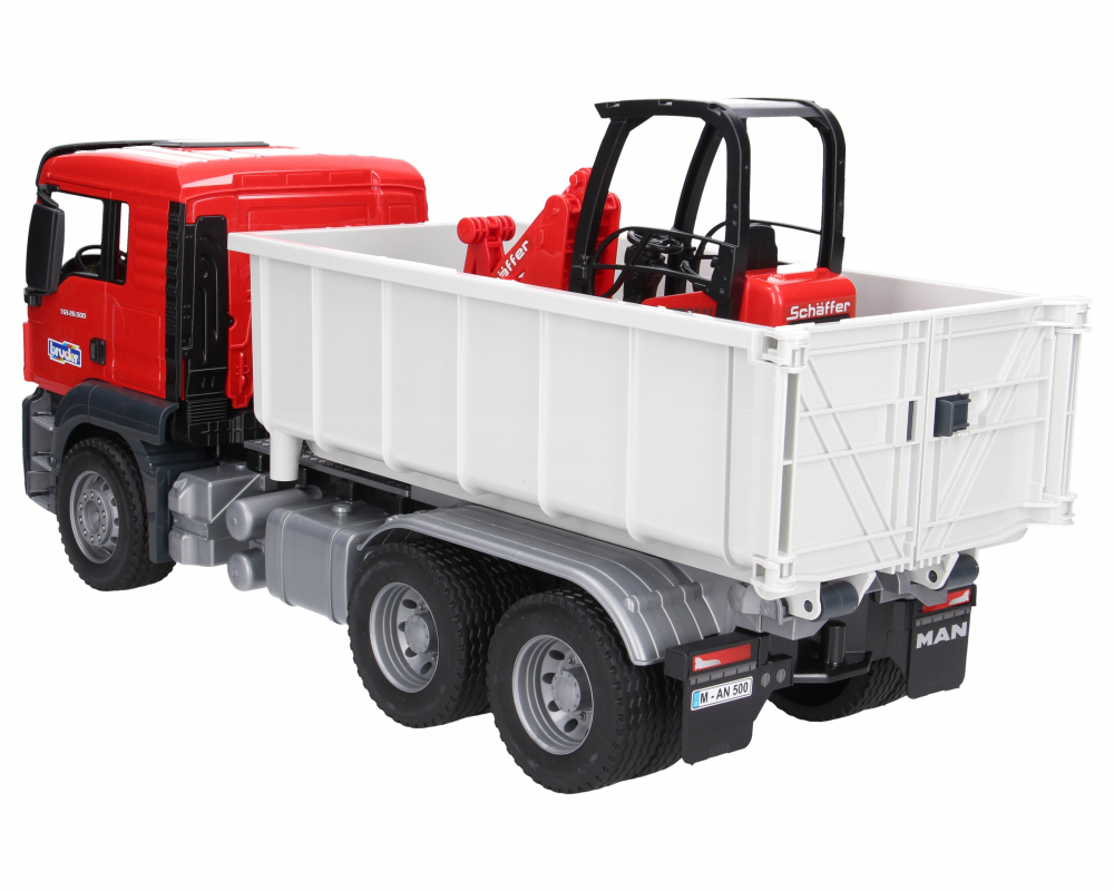 Jucarie - Camion MAN TGS cu container Abroll 03767  si incarcator Schaeff  2630 Bruder [2]