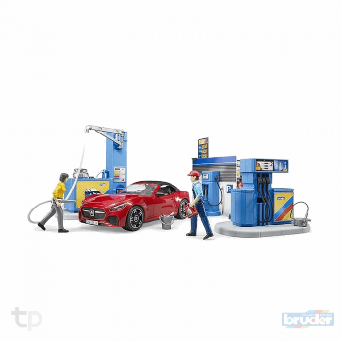 Set Benzinarie cu vehicul si spalatorie auto Bworld 62111 Bruder 62111 [2]