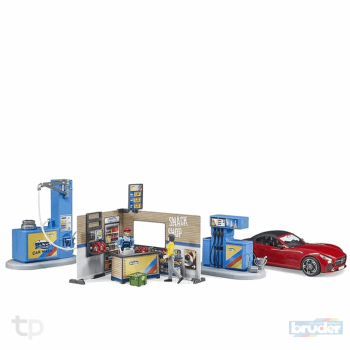 Set Benzinarie cu vehicul si spalatorie auto Bworld 62111 Bruder 62111 [5]